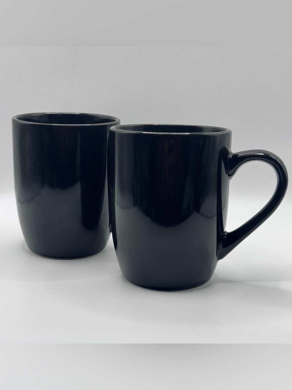 ROYAL NORFOLK Classic Black Stoneware Coffee Mugs/Tea Cups, 12 oz, Set Of 2 Cups